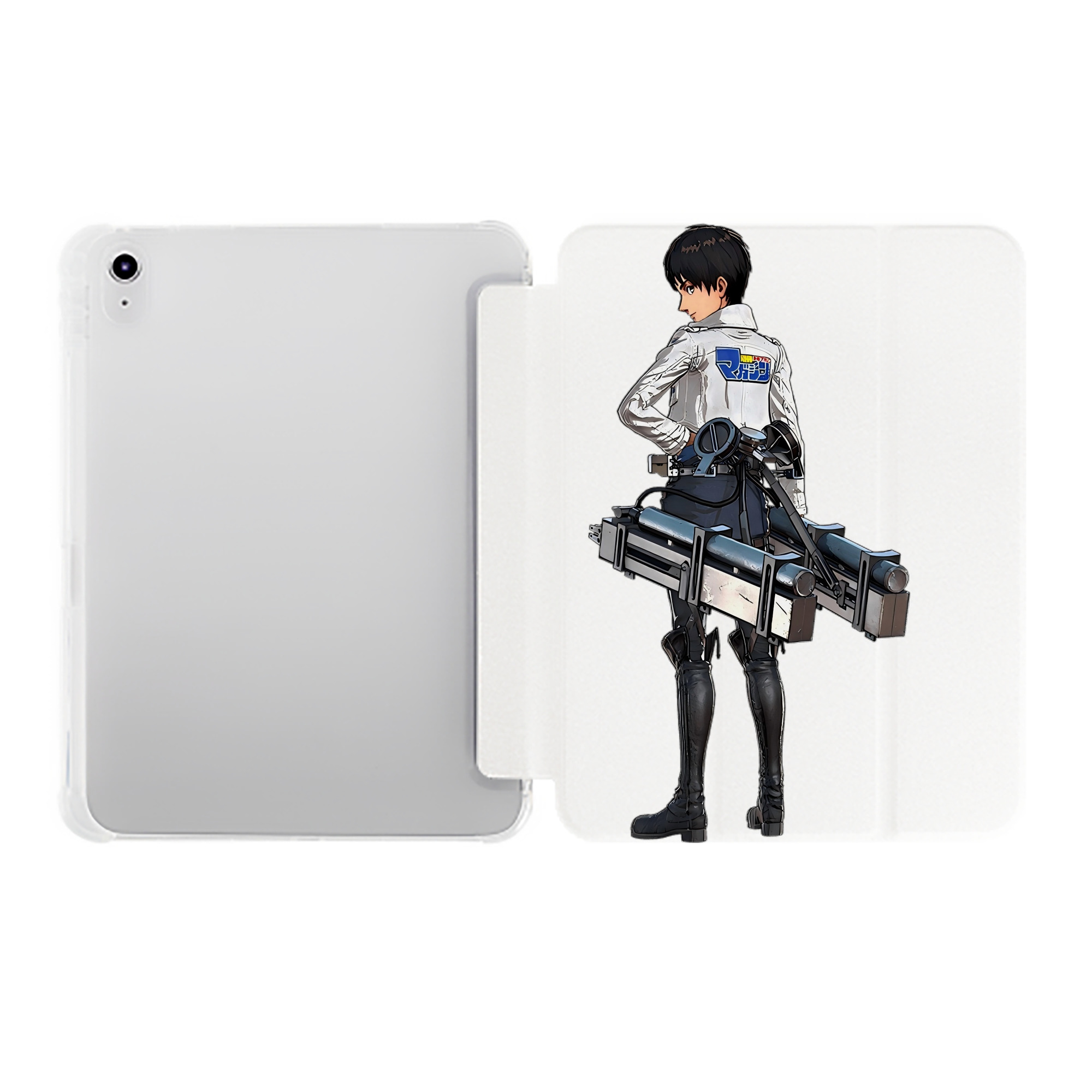 （画像用） 進撃の巨人 エレン･イェーガー Attack on Titan Eren Jäger IPad ケース ペン収納付き 三つ折りスタンド PUレザー×シリコン 対応機種9.5/10.5/10.9インチ